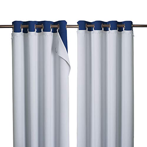 NICETOWN Blackout Curtain Liners for Sheer Curtains, White Blackout Liners for Windows, Detachable Ring Included, Thermal Curtain Liners for 63" Lengt