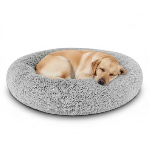 The Dog&rsquo;s Bed Calming Donut Dog Bed, Plush Faux Fur Round Cuddler Nest &ndash; CertiPUR-Certified...
