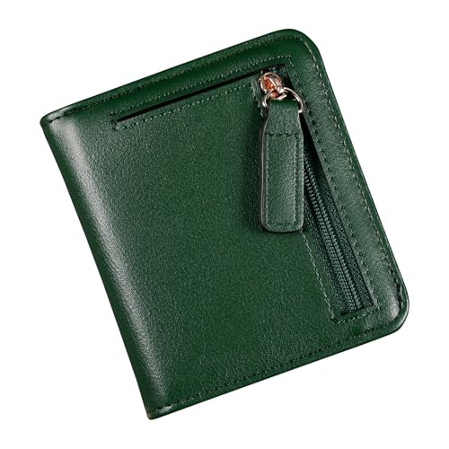 XZVXZV Small Wallet Women RFID Blocking Leather Bifold Compact Card Holder Wallet for Women With Zipper Coin Pocket ID Window (Green)