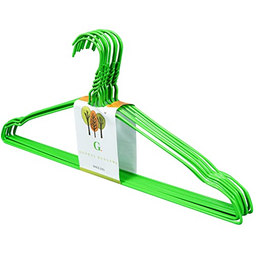 Image of G. Extra Strong Heavy Steel Cloth WardrobeHanger Metal Wire Clothes Suit Hangers 16 inch (41cm) with Notches - 10 Pack (Green)