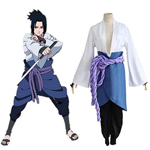 CHANGL Uchiha Sasuke Cosplay Kostüm Anime Naruto Shippuden dritte Generation Kleidung Halloween Party (Blazer + Hose + Taillenseil + Handschutz