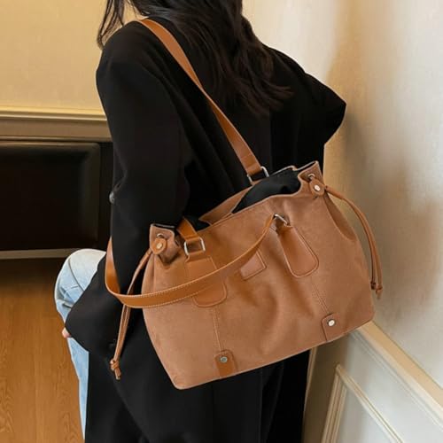 Top Handle Purse for Women Faux Suede Tote Satchel Bag Fall Handbag Retro Shoulder Bag for Work Everyday Underarm Purses2