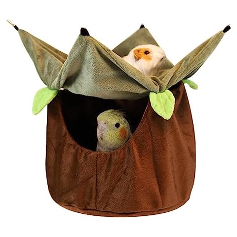 FidosFav Bird Nest Bed Hanging Hammock Bird Snuggle Hut-Pet Double Layer Bird Swing Hammock Nest Bird for Parrots Budgies Parakeet Cockatiels Lovebird Cover