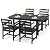 MELLCOM 5 Pieces Patio Dining Table Sets, Outdoor HDPE Dining Furniture Set with Umbrella Hole Table and 4 Chairs for Deck, Garden, Backyard