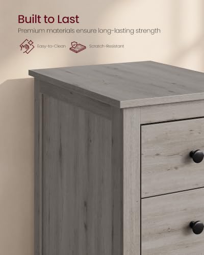 Image of VASAGLE Side End Table with 3 Storage Drawers, Nightstand Farmhouse