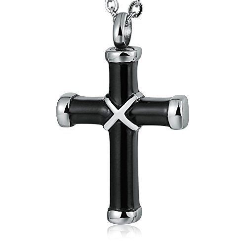Banemi Collares Personalizados Niña, Acero Inoxidable Collar Acero Mujer Negro Cruzar Regalo de Collar de Graduación para Novio