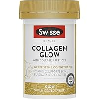 Swisse Beauty Collagen Glow With Collagen Peptides - Supports Skin Elasticity & Firmness With Vitamin C - 60 Tablets