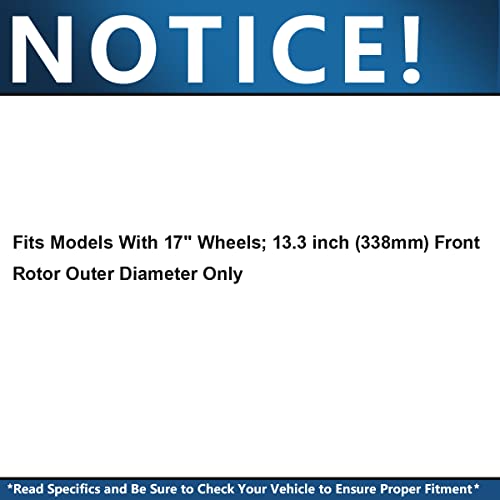 Image of Detroit Axle - Front Brake Kit for 2003-2009 Lexus GX470 Toyota 4Runner Replacement 2004 2005 2006 2007 2008 Drilled & Slotted Disc Brakes Rotors Ceramic Brake Pads: 13.3'' inch Rotors