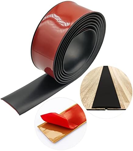 Floor Transition Strip Self Adhesive Vinyl Floor Flat Divider Strip Cover Strip Door Transition Strip for Laminate Flooring, 2-Inch by 7-Ft, Black