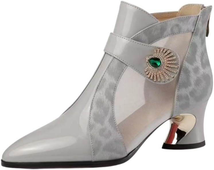 Ladies' big size ankle boots - pointed toe and thick heel, breathable and comfortable, fashionable style, suitable for wearing out