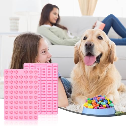 Backmatte Hundekekse, 2 Stück Silikonformen für Hund, Backform für Hundeleckerli, Paw and Bone Hundekekse Backform,für DIY Hundeleckerlies, Schokolade, Kekse, Eiswürfel, Süßigkeiten, BPA-Frei