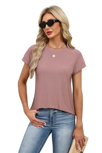 Image of Alaroo Womens Summer Tops Short Sleeve Shirts Crew Neck Tshirt Cute Trendy Tunic Blouses (S-3XL)