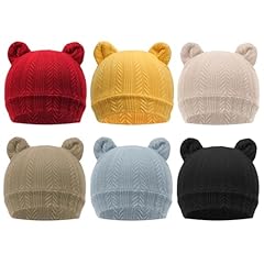6 Pcs B: Wheat Patterned Bear Ear Hats(0-3 Months)