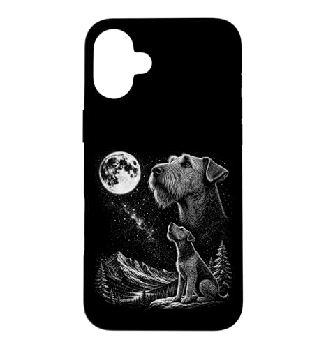 Airedale Terrier Dog Howling to the Moon Retro 90's Case for iPhone 16 Plus