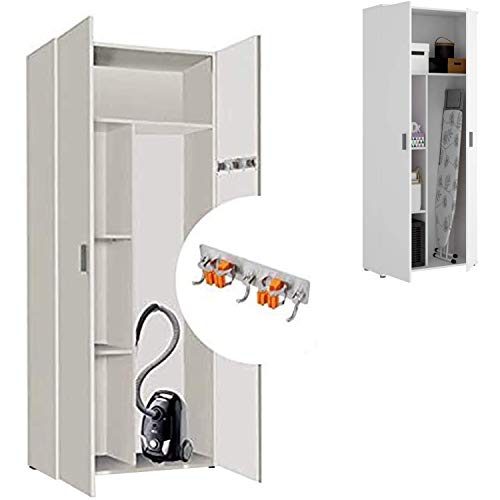HABITMOBEL Armario Multiusos escobero con MULTICOLGADOR Incluido
