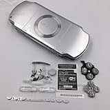 New Replacement PSP 2000 Console Full Housing Shell Cover Case with Buttons Screws Set -Silver
