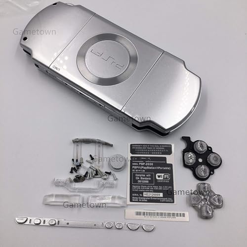 JMXLDS - New Replacement PSP 2000 Console Full Housing Shell Cover Case with Buttons Screws Set -Silver