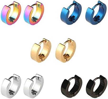 Piercing Acciaio Chirurgico Set 15 Orecchini In Acciaio Chirurgico - Cerchietti, Zirconi, Ipoallergenici Orecchini Finti Uomo - Foto 9