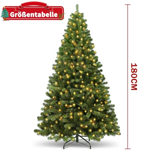 Künstlicher Weihnachtsbaum -mit 40 DIY Weihnachtsbaumschmuck,180cm Tannenbaum 800 Spitzen Metallständer Einfacher Aufbau Christbaum Kunstbaum Grün Weihnachtsbaum künstlich Christmas Tree