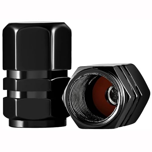 Tpmscenter TC035 Black Tire Valve Stem Covers Tire Nozzle Cap Hex Design Aluminum Tire Stem Caps Universal Air Dust Valve Caps cover