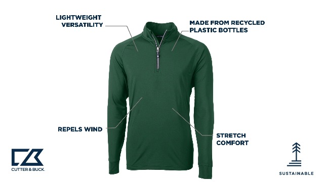 Cutter & Buck mens Long Sleeve Adapt Eco Knit Quarter Zip Pullover