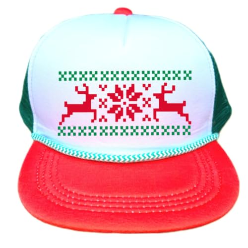 ThatsRad Reindeer Ugly Christmas Sweater Party RWG Snapback Mesh Trucker Hat Cap