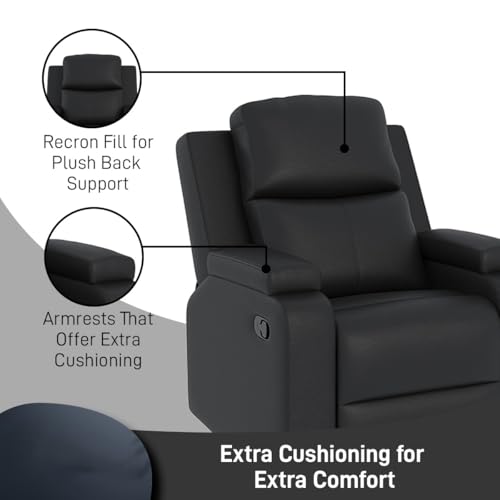 Image of Amazon Brand - Solimo Emerald | Single Seater Sofa Recliner | Manual Recliner (Leatherette Black)