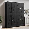 Lynsom farmhouse pantry storage cabinet set of 2 kitchen pantry cabinet with 4 barn doors 72 tall kitchen pantry with adjustable shelves black storage cabinet for kitchen dining room black  urban country home decor