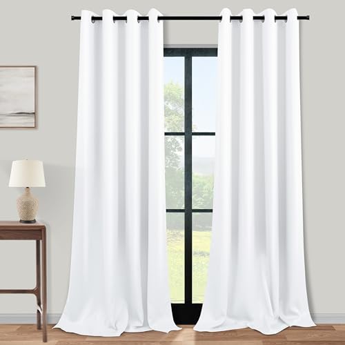 Image of KOUFALL White Blackout Curtains for Living Room 52x102 Inch Length
