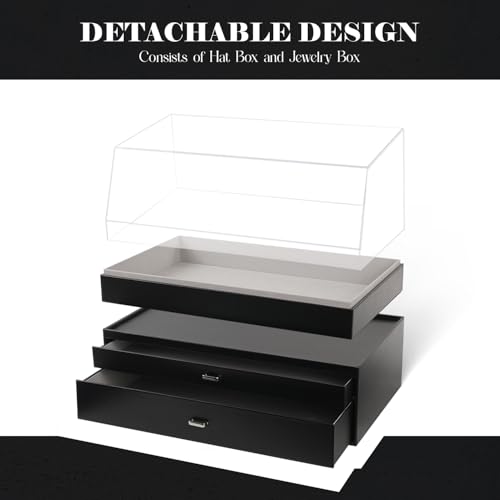 SCAVATA Hat Organizer Box Display Case, Large Hat Boxes