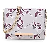 ADISA Bolso bandolera con estampado floral para mujeres y niñas, Gris-borgoña, M