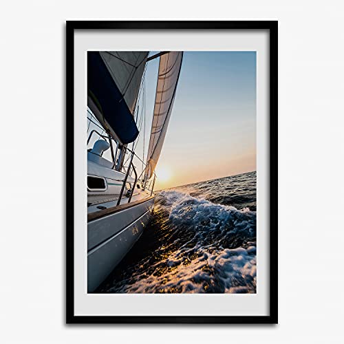 Affiche de yacht avec cadre en bois moderne 50x70 cm pour revitaliser vos murs