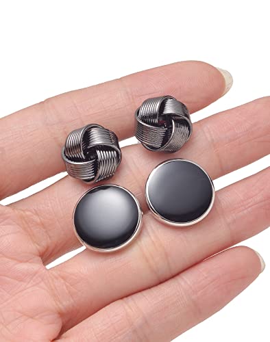 Ofeiyaa 6 Pairs Cufflinks Classic Disc Square Spherical Knot Rectangle Cylindrical Cufflinks Set for Men