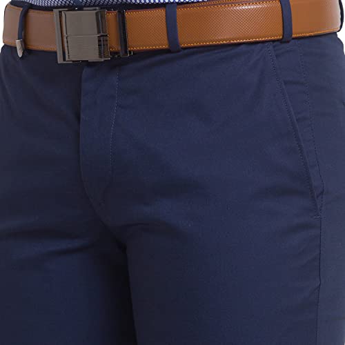 Image of Park Avenue Men Super Slim Fit Solid Pattern Cotton Spandex Blend Flat Front Formal Chinos