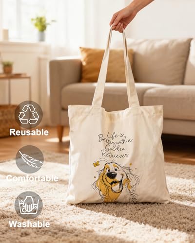 Image of Aesthetic Canvas Tote Bag for Women with Magnetic Buckle and Zipper Inner Pocket