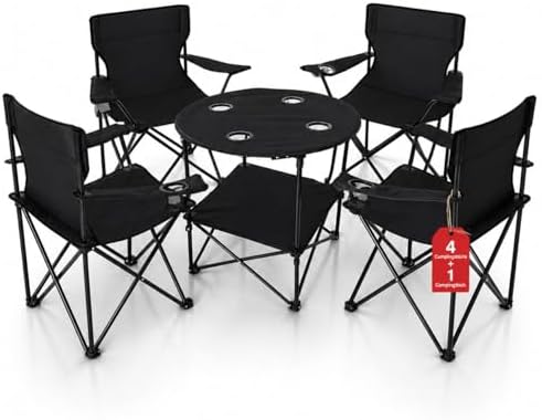 BigDean Lot de 4 chaises de camping + 1 table de camping - Chaise...