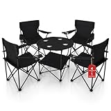 BigDean Camping Set 4X Campingstühle + 1x Campingtisch - Campingstuhl mit Tisch Set klappbar – Camping Tisch Stuhl Set Campingstuhl faltbar Angelstuhl Faltstuhl Anglerstuhl Campingtisch mit Stühlen