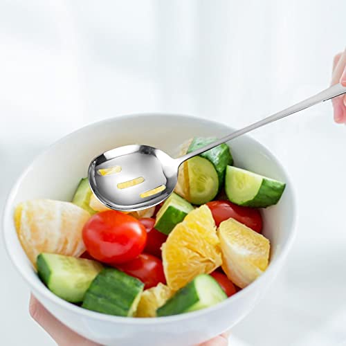 Utensílios para servir com alça longa | Garfos/colher/escorredor de aço inoxidável de 11 polegadas -