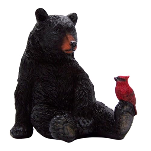 Figura Decorativa de Oso Negro con Cardenal, 5 Pulgadas miniatura 3
