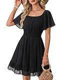 Timeson Black Funeral Dresses for Women: Elegant Classy Soft Flowy Slimming Hides Belly Womens Summer Dress Church Maternity — Short Sleeve Dress for Women Work Office Casual Daily Wear Wrinkle Free