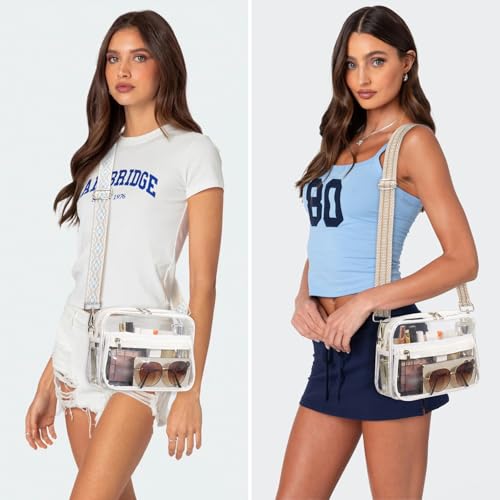 Clear Bag for Stadium Events with 2 Long Straps, See Through Purse for Women Crossbody Bag Concert Stadium Approved2