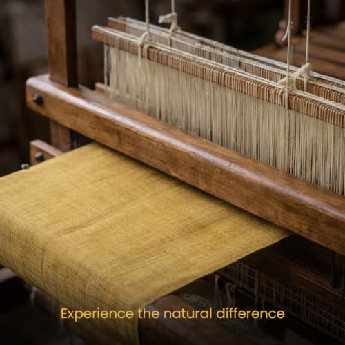 Image of Unstitched Cotton Fabric for Men and Women - Light Weight Self Pattern Khadi Cotton Fabric Material (2.5 Meter, Lemon)