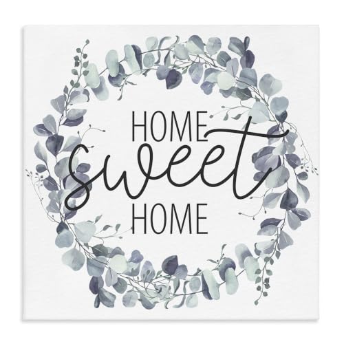 Eucalyptus Wreath Home Sweet, 24 x 24 Inch Canvas Wall Art