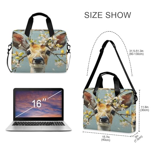 Bolso para laptop de hombro con estampado Floral Deer miniatura 4