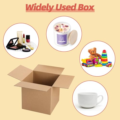 Image of Schliersee 5x5x5 Shipping Boxes Set of 50, Brown Kraft Corrugated Cardboard Square Business Boxes Mailers for Packaging, Moving