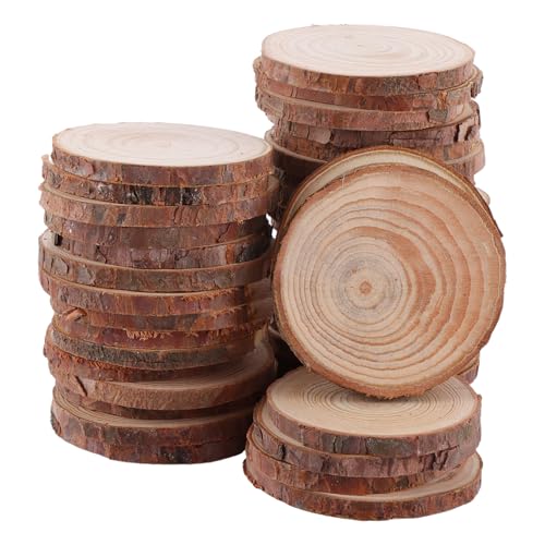 ASelected 50 Pcs Natural Wood Slices,6-7Cm Log Wooden Discs 