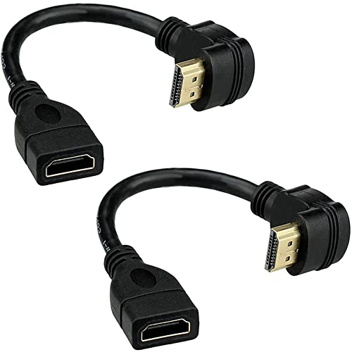 Greluma 2 Piezas Cable de extensión HDMI de ángulo recto de 90 grados, cable de extensión convertidor de macho a macho HDMI de alta velocidad-15 cm Cover