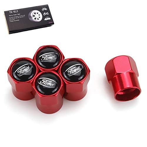 TK-KLZ 5Pcs Metal Car Wheel Tire Valve Stem Caps for Ford Focus Mondeo kuga Fiesta ecosport s-max Edge Mustang Transit Taurus f150 Exploror Decorative Accessory