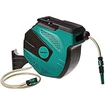 Amazon Basics Auto-Rewindable Hozelock Wall-Mounted Hose Reel, 15 m, Black Green
