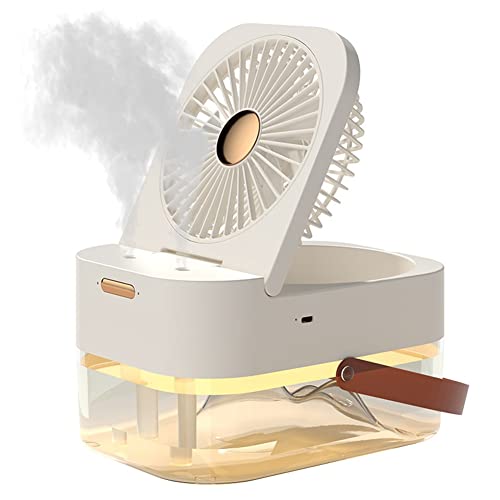 Qerwsdty Humidificador 3 en 1,Ventilador de PulverizacióN Doble,Ventilador PortáTil,Humidificador Enfriador de Aire,Ventilador USB,LáMpara de Escritorio,Ventilador para HidratacióN Verano-A